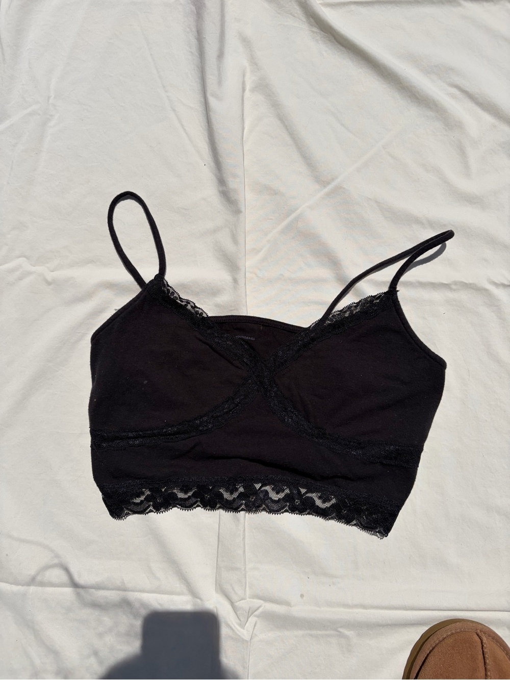 No Boundaries Black Lace-Trim Crop Bralette